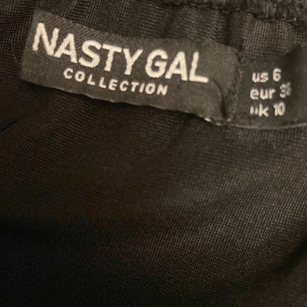 NASTY GAL Black Satin Ruched Bustier Hook And Eye Dress Size 6. - Picture 6 of 6